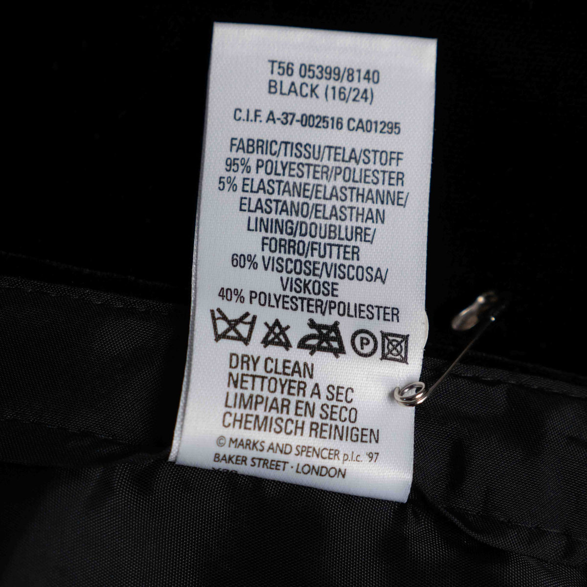 Marks & Spencer black velvet pencil skirt UK 12, back zip closure, fully lined.