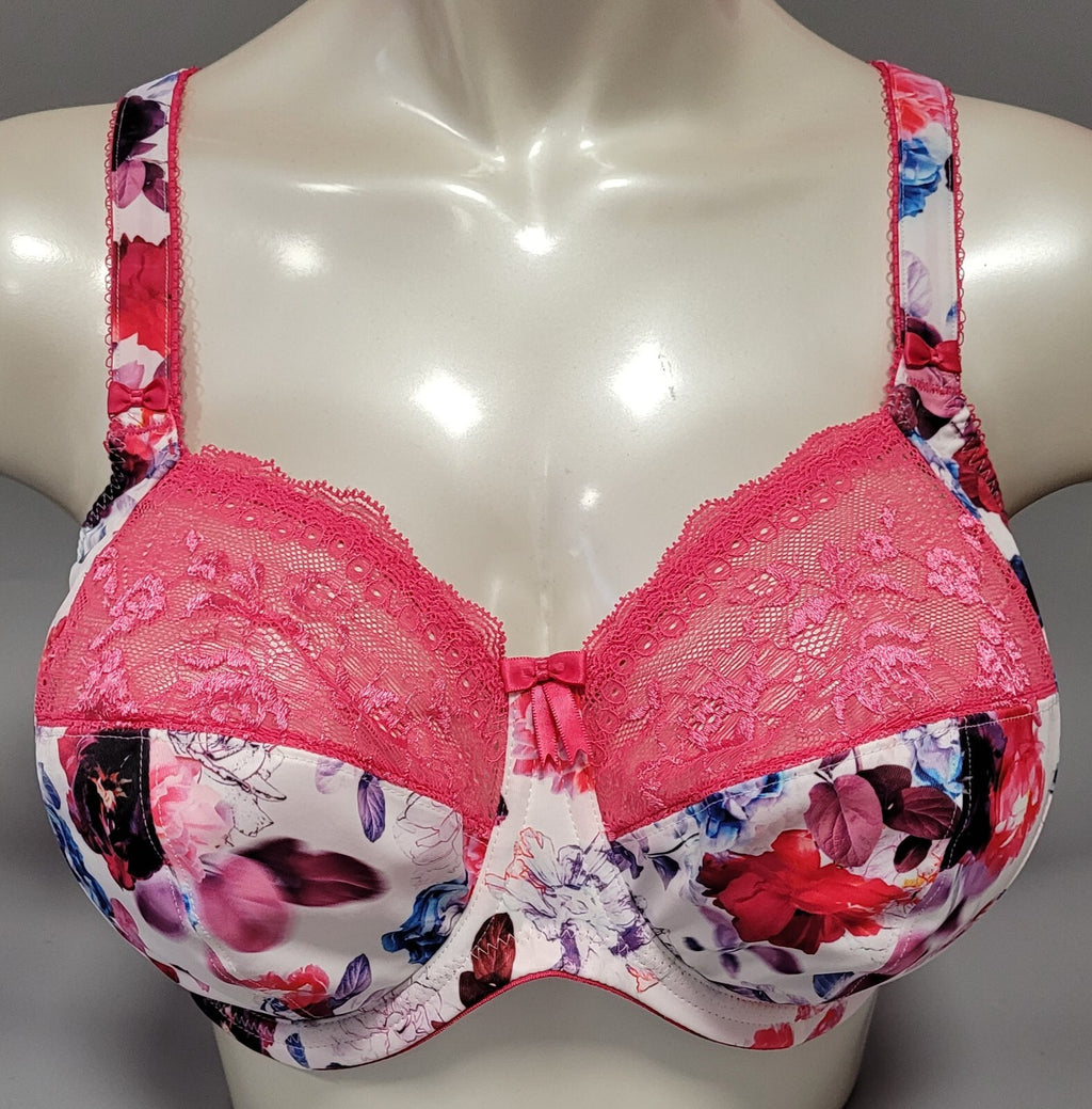 ELOMI Bra 42DD Pink Floral Full Cup Underwired Non Padded Morgan EL4110 BNWT