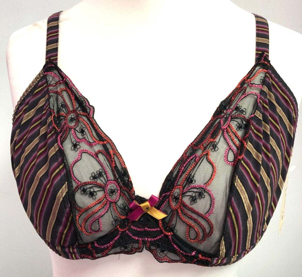 Corin Exclusive Bra 34F Multi Plunge Underwired Non Padded Agate 12982  BNWT