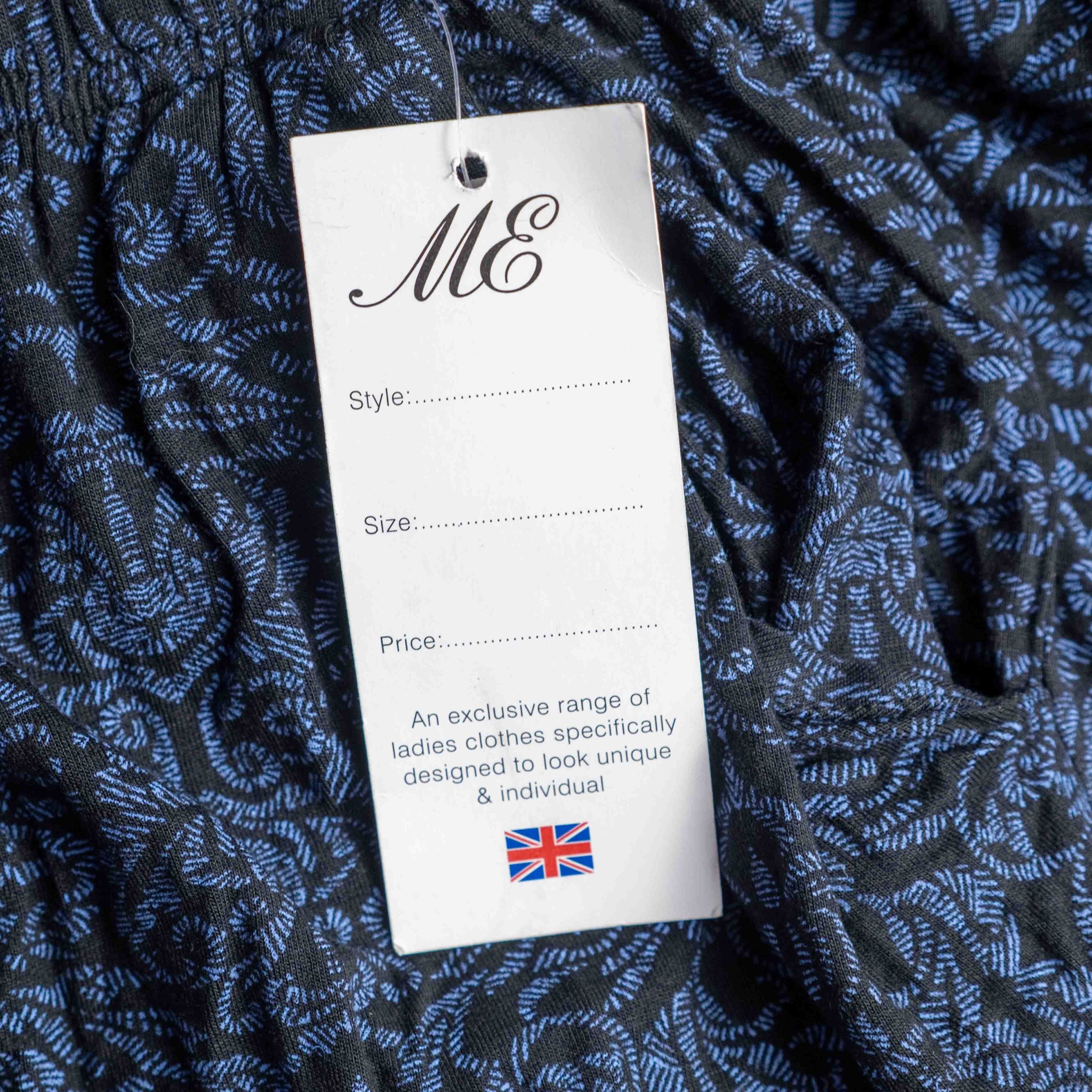 ME loungewear black and blue floral patterned pants with elastic waistband, new with tags.