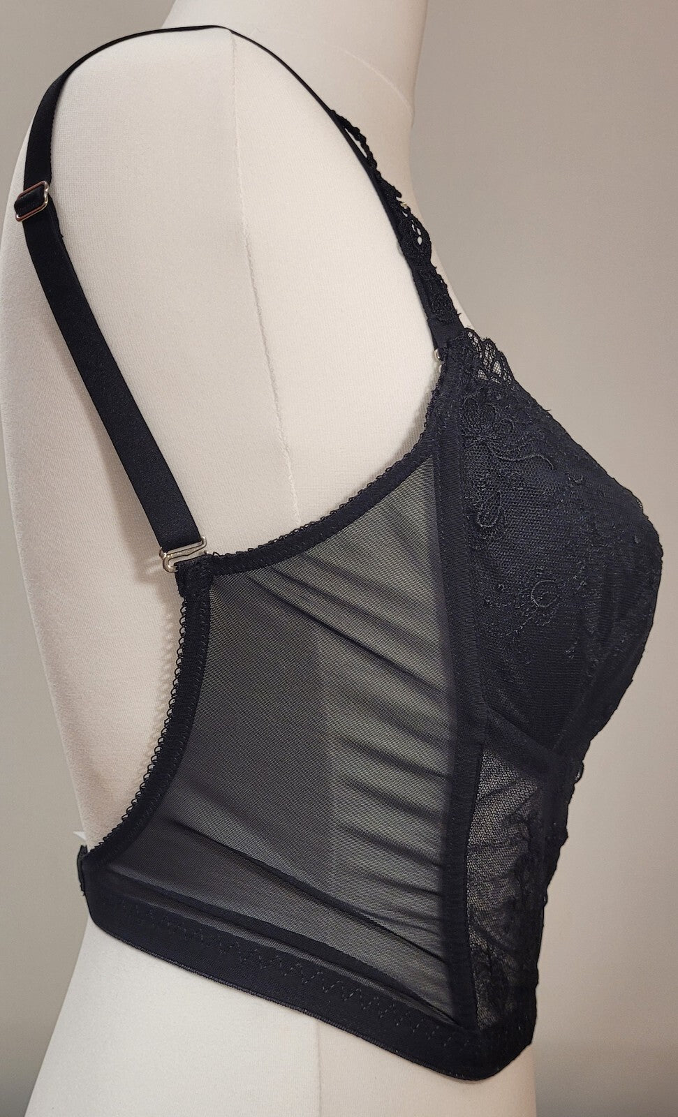 Wacoal Opulence Longline Lace Bra Small Black Underwired Padded BNWT