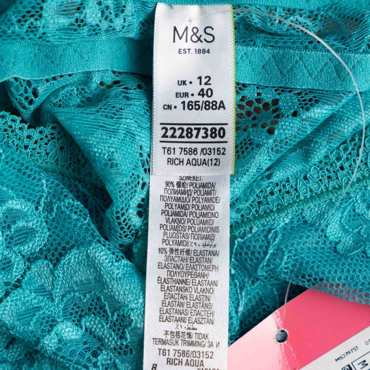 M&amp;S Lingerie Green Floral Lace Crop Top Size 12 NWT RRP £9.50