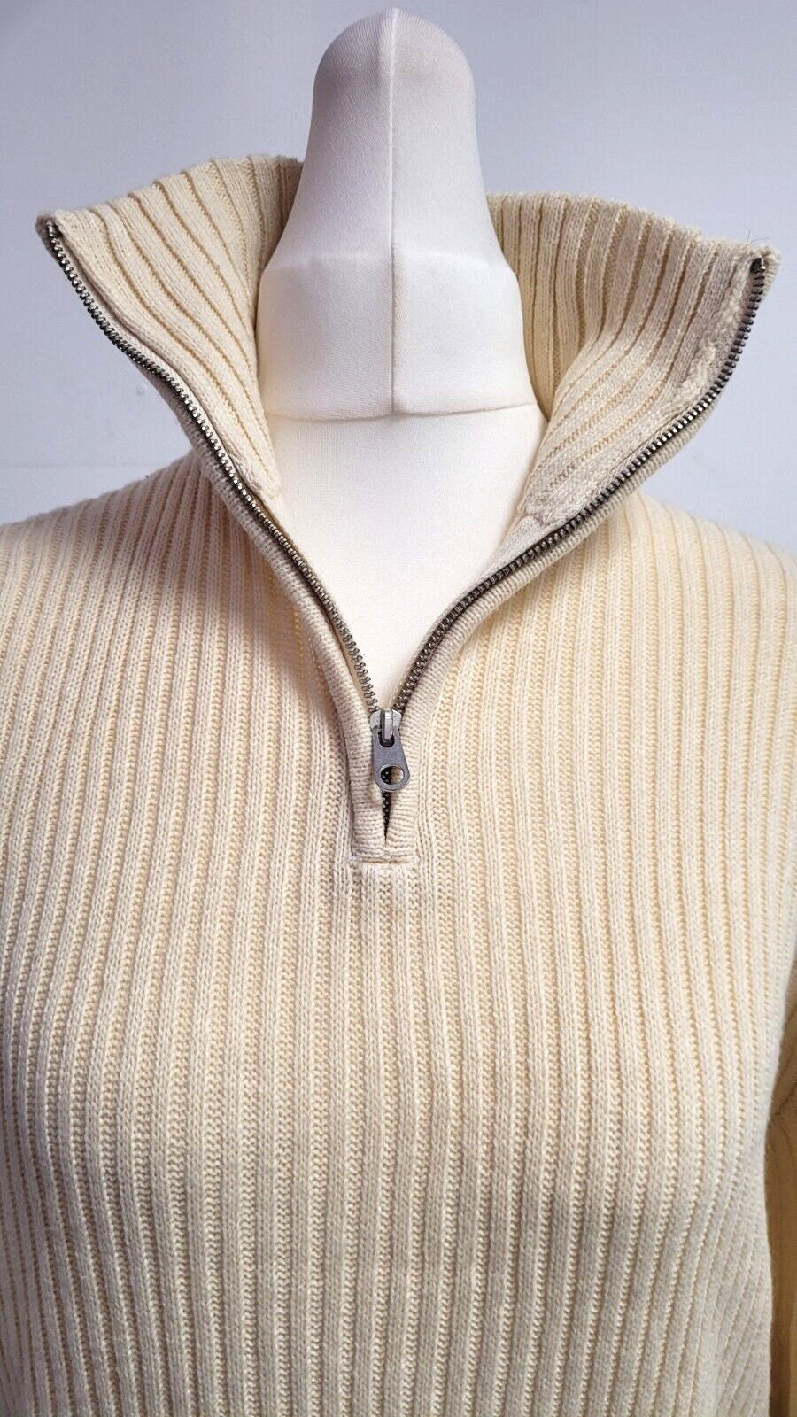DIVIDED by H&amp;M Jumper XS Cream 1/4 Zip High Neck New with Tags