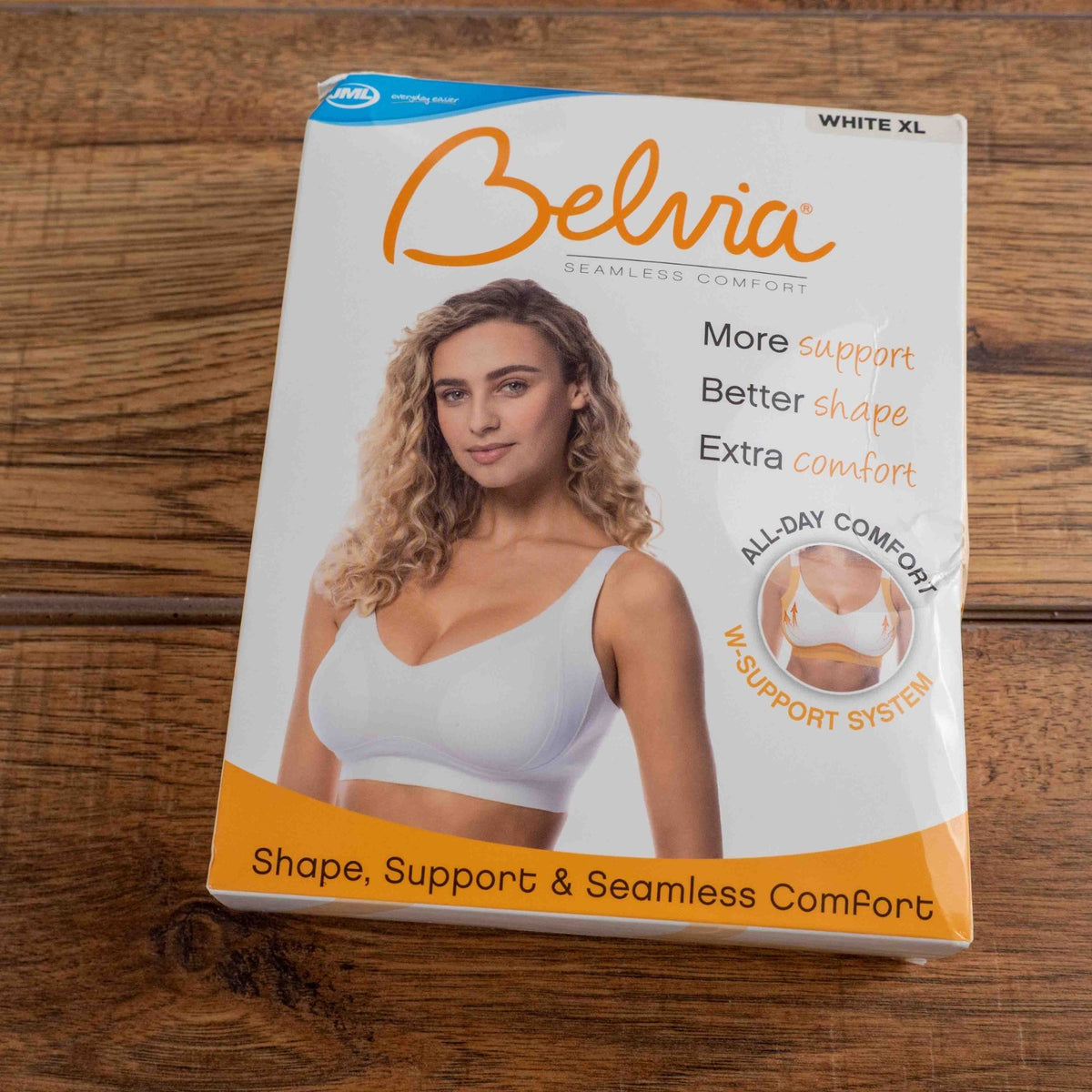 Belvia White Line XL Seamless Bra Padded Non Wired New In Packaging