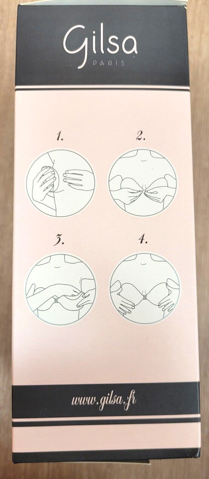 GILSA Silk Bra Self-Adhesive D Cup Nude Reusable Cleavage Lift New in Box