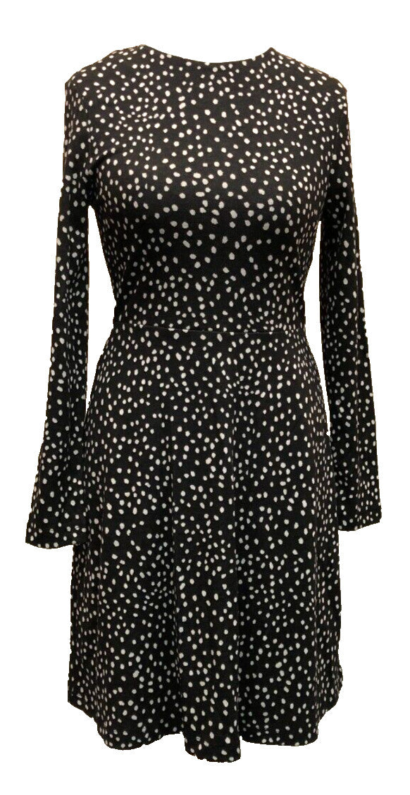 M&amp;S Dress UK8 Black Mix Fit and Flare Regular Length New with Tags