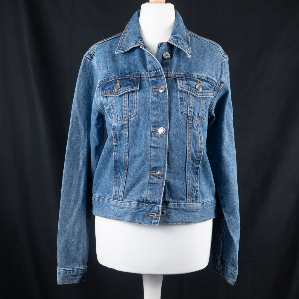 Womens Denim Jacket UK8 Blue Long Sleeve Button Through by Denim &amp; Co