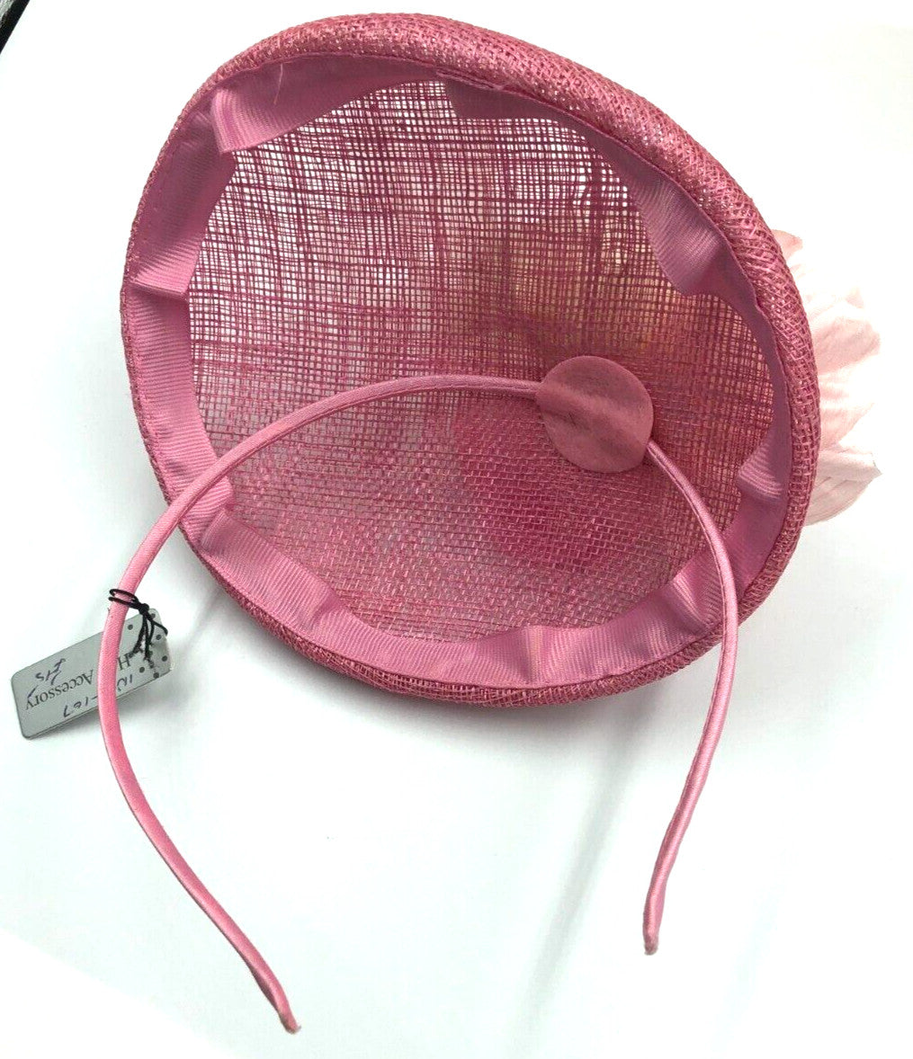 Fascinator Pink and White Flowers and Feather Detailing on Band BNWT