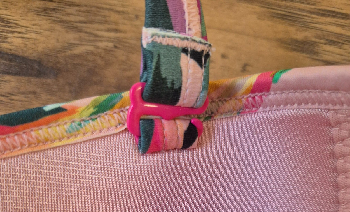 Panache 'Paradise' Bandeau Bikini Top Pink/Multi 30E NWT