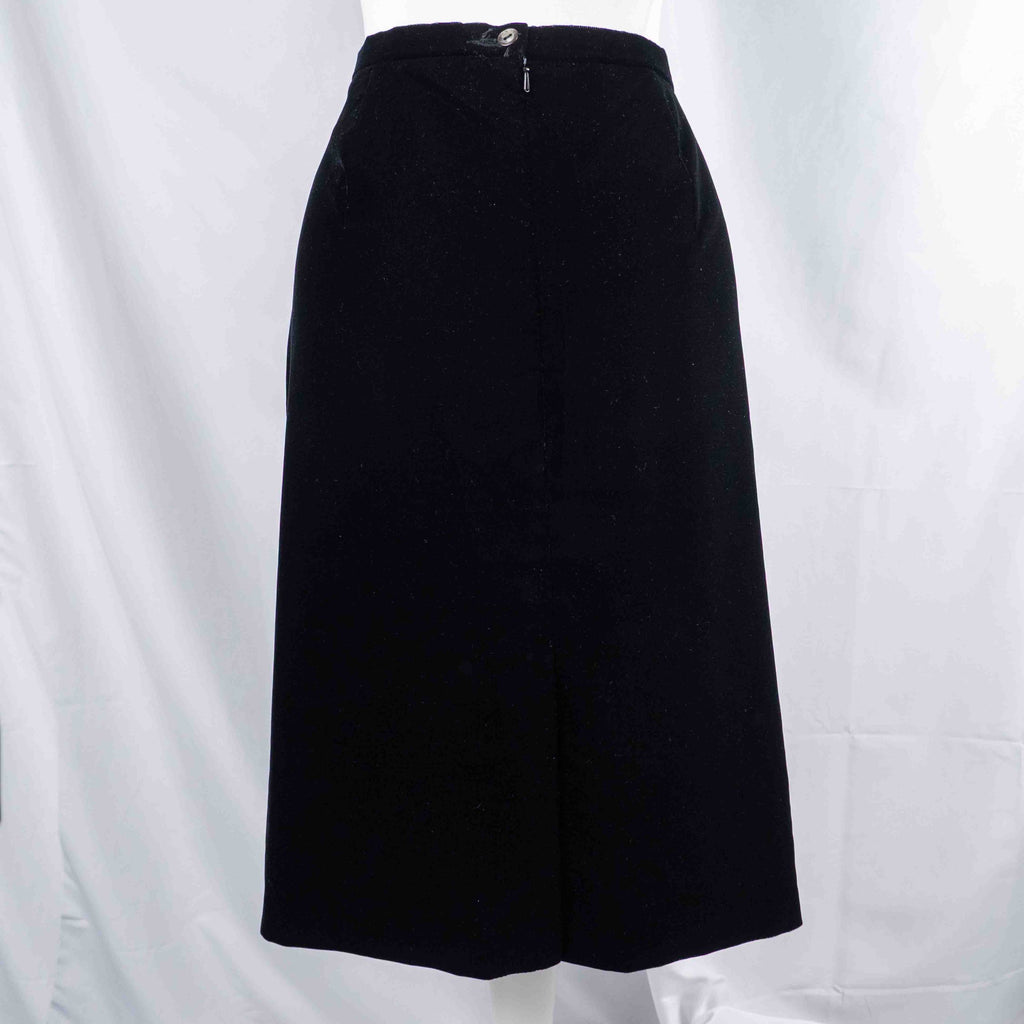 Marks & Spencer black velvet pencil skirt UK 12, back zip closure, fully lined.