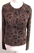 Chico's Design Top UK8/10 Multi Coloured Round Neck Long Sleeve Pre-Owned