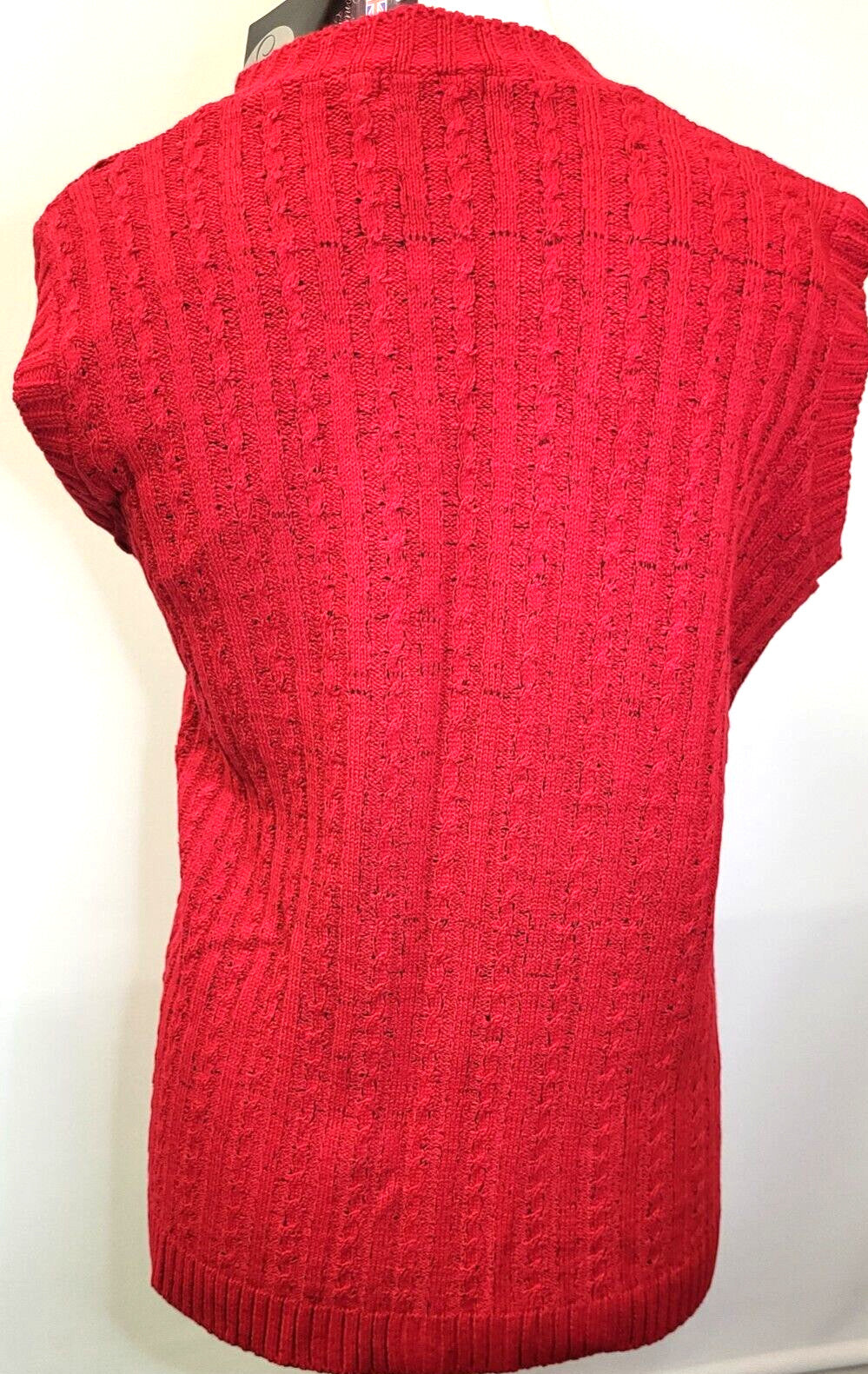 Womens Sleeveless Cardigan S/M Red Button Through V-Neck by Monique BNWT