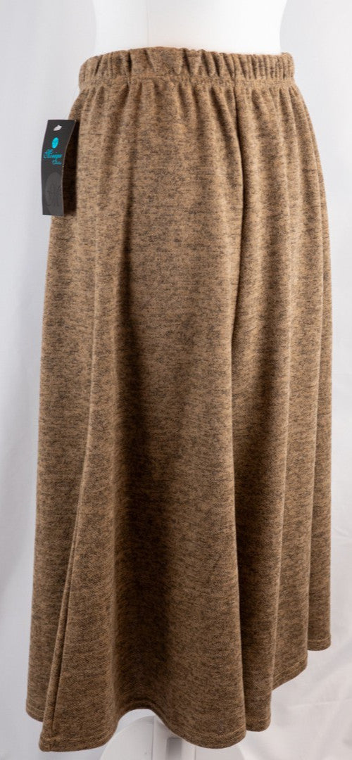 Monique Collection Brown Elasticated Pull Up 3/4 Length L/XL Skirt New With Tag