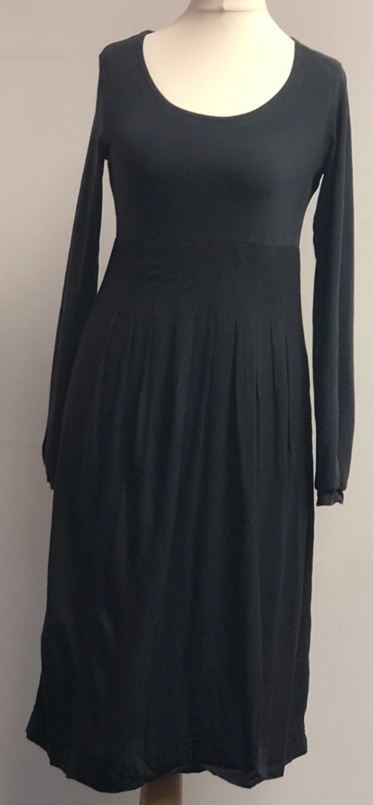 European Culture Royal Dye Dress UK-Medium Grey Fit &amp; Flare Scoop Neck Pre-Owned