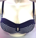 Panache Britt Stripe Bikini Top 34E Navy/White Strapless Underwired SW0923 BNWT