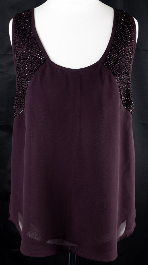 Topshop Plum Jewelled Vest Size 12 | Pre-Owned