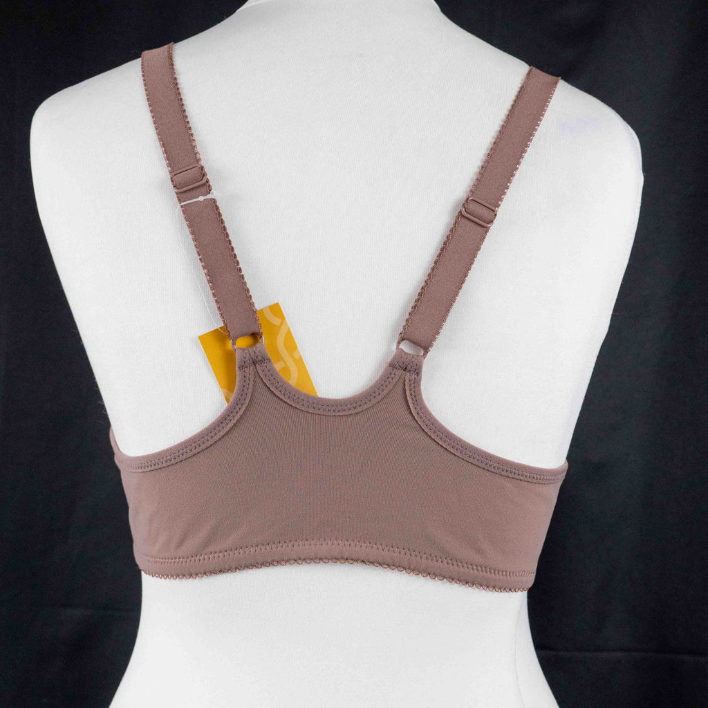 DELIMIRA brown underwired bra with adjustable straps and front closure, new with tags.