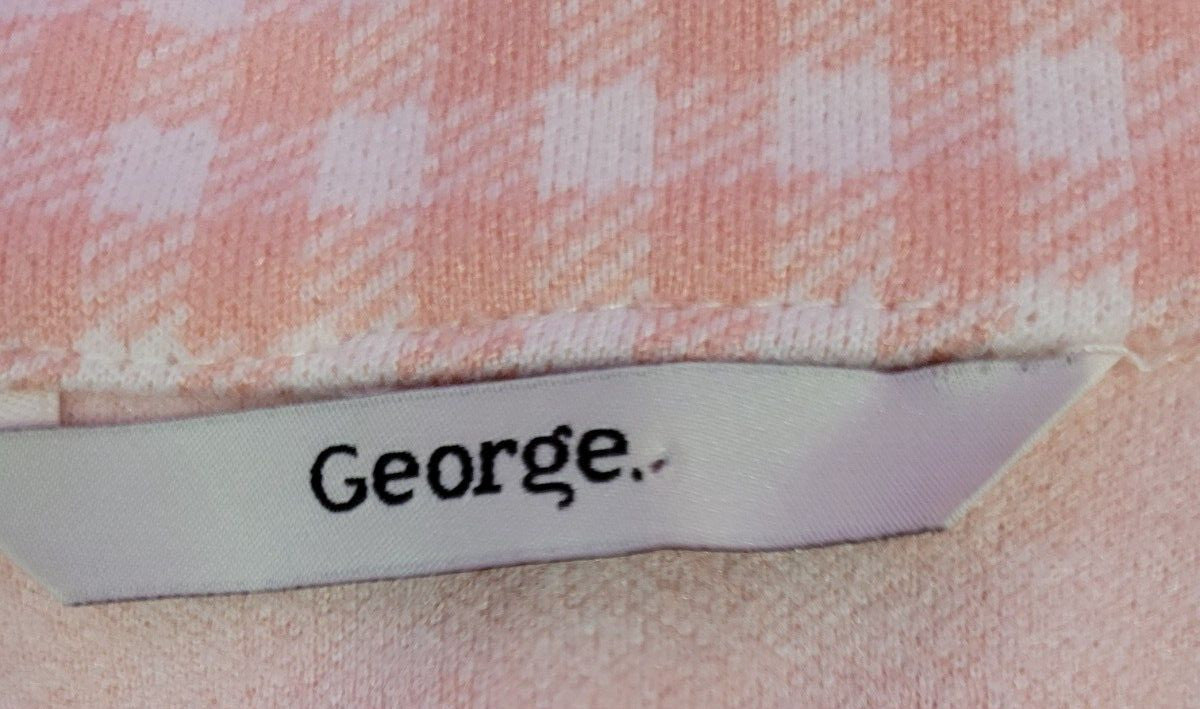 George Shirt UK8/10 Pink/White Dogtooth Check Button Through Pre-Owned