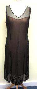 Evening Dress UK16 Black Midi Sleeveless V-Neck Sequin/Bead Detailing by Coast