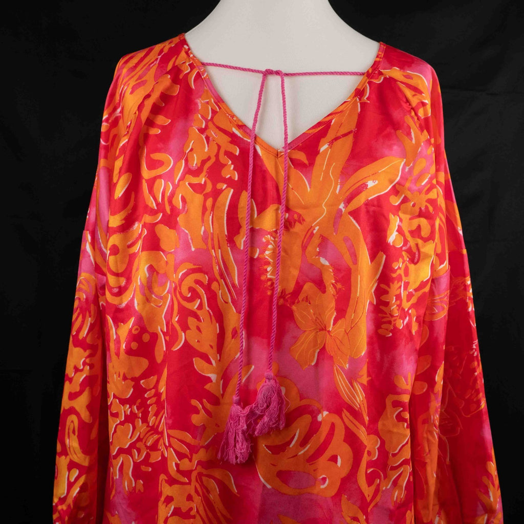 Sheilay Pink/Orange Floral XL Kaftan Beach Top New With Tag