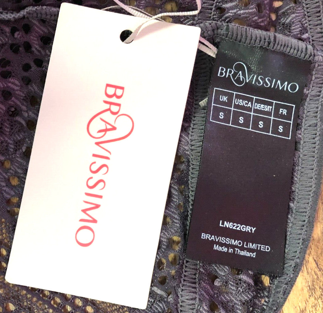 Bravissimo Tanga Brief Small Grey Zara LN622 Cotton Blend New with Tags