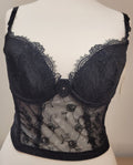 Wacoal Opulence Longline Lace Bra Small Black Underwired Padded BNWT