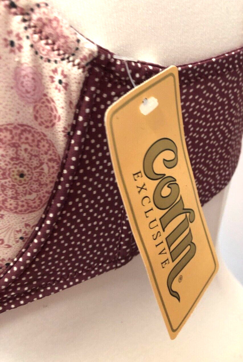 Corin Bra 34F Pink/Brown Plunge Underwired Padded Floral Print Madi 12804 BNWT