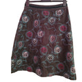 White Stuff Skirt UK8 Black A-Line Embroidered Leaf Print Pre-Owned