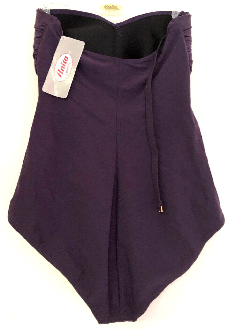 Anita Rosa Faia purple swimsuit fully ruched front, moulded bra, high back, new with tags.