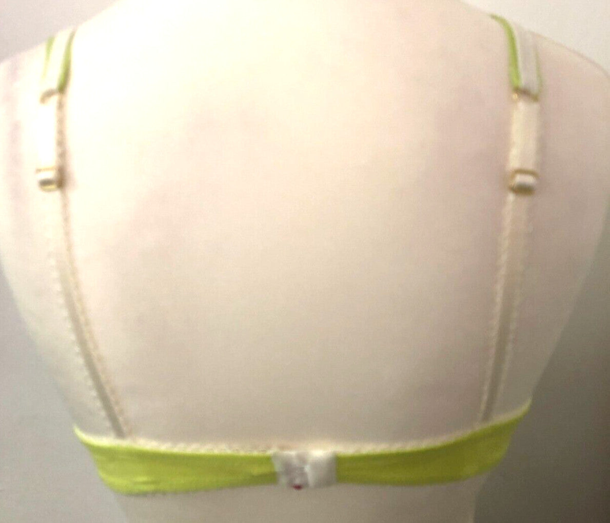 Bonbon Bra 34B Green/White Plunge Underwired Padded New With Tags