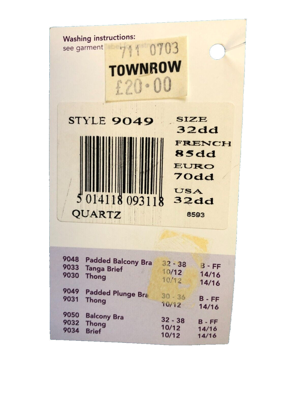 Bra 32DD Purple Padded Balcony  Padded Underwired 9049 by B'ware New with Tags