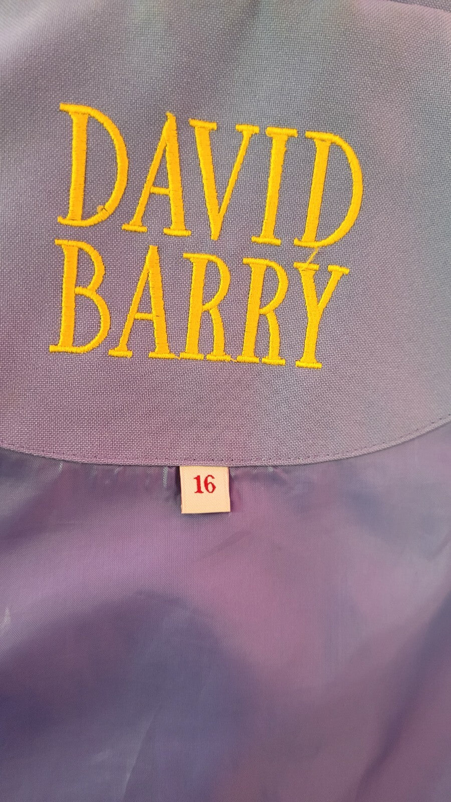 DAVID BARRY Jacket UK16 Pale Blue Lightweight Button Front Mid Length  Pre-Owned
