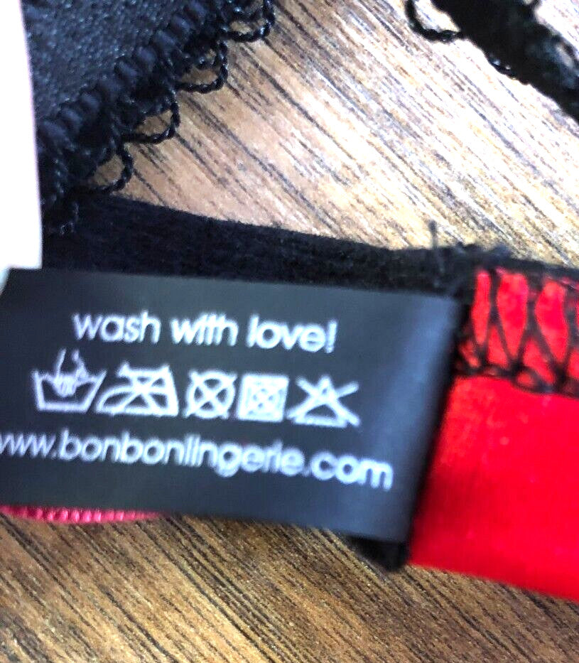 Bonbon Lingerie Bra 34B Red/Black Plunge Non-Wired Padded New with Tags