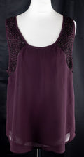 Topshop Plum Jewelled Vest Size 12 | Pre-Owned