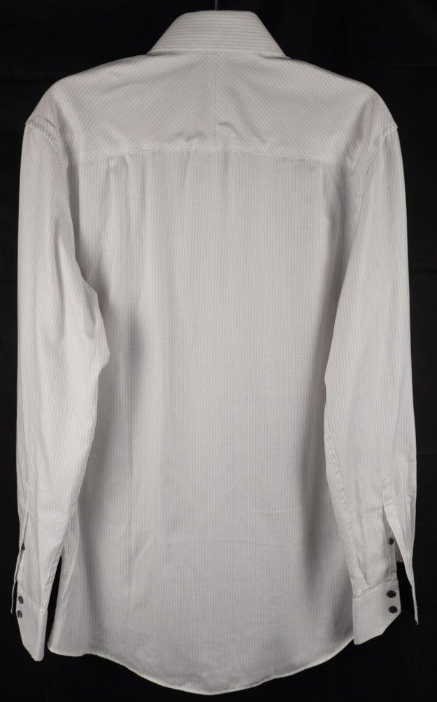 Next Signature Regular Fit White &amp; Charcoal Line Long Sleeve Size 38cm Pre-Owned