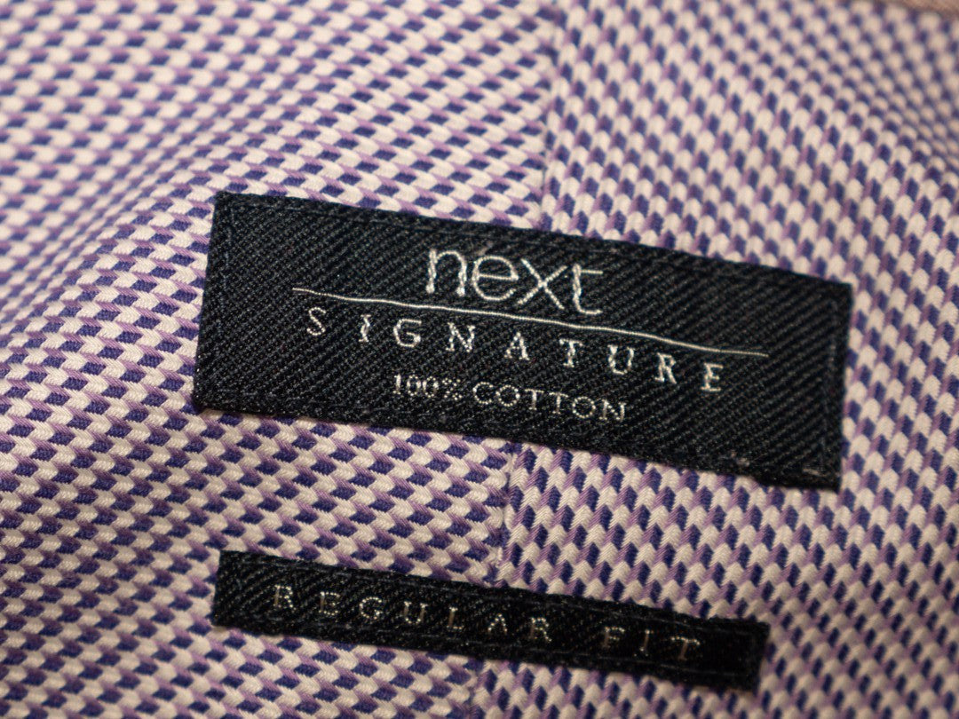 Next Signature Regular Fit Pink/Purple Checked 37cm Shirt Pre-Owned