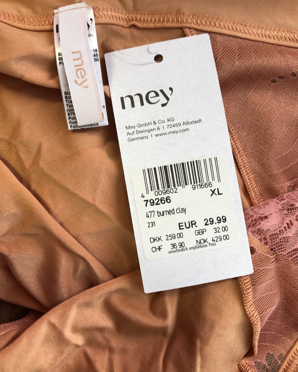Bra &amp; Brief Set XL Burned Clay Balconette 97% Polyamide Non wired Padded  BNWT