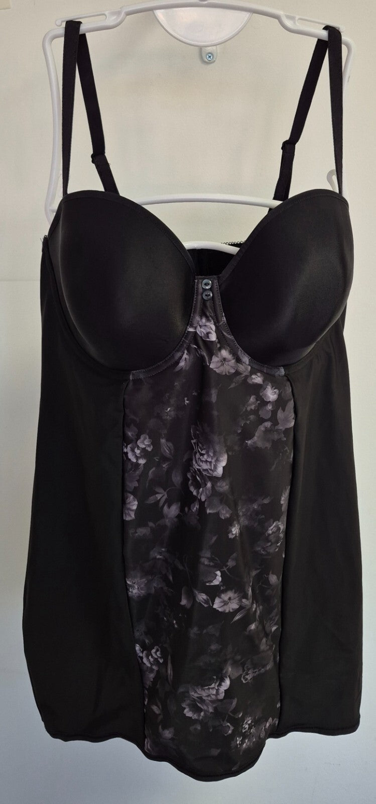 Freya Shapewear &amp; Thong 36DD/L Black/Grey Floral NWT