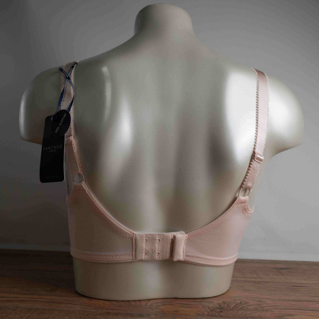 Fantasie apricot underwired soft cup bra with striped pattern and delicate trim.