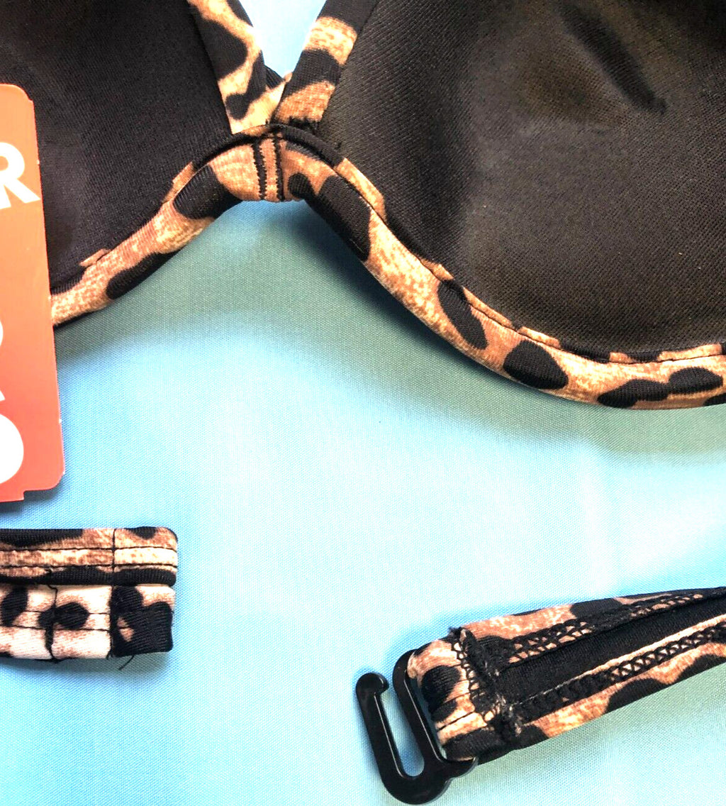 Bikini Top UK 6-8 Brown/Black Animal Print Halter Neck by Forever 21  BNWT