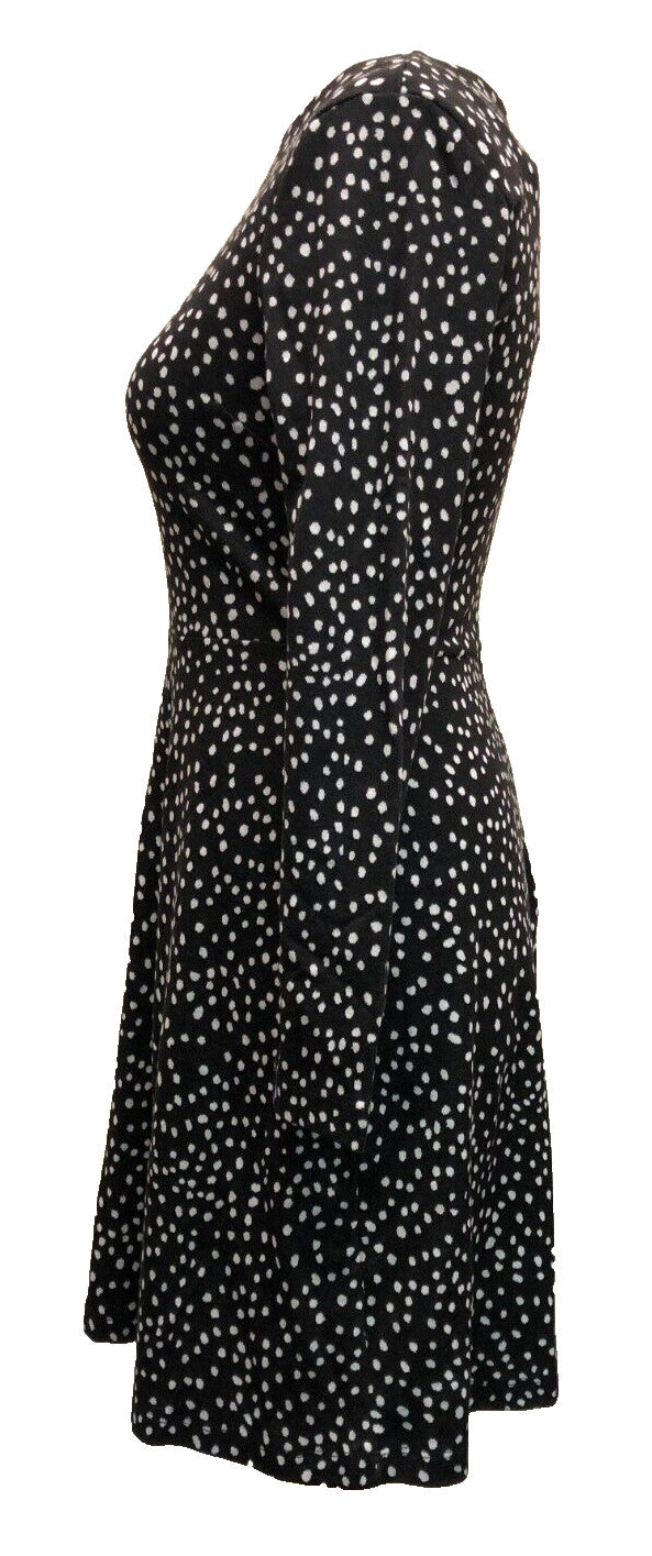 M&amp;S Dress UK8 Black Mix Fit and Flare Regular Length New with Tags