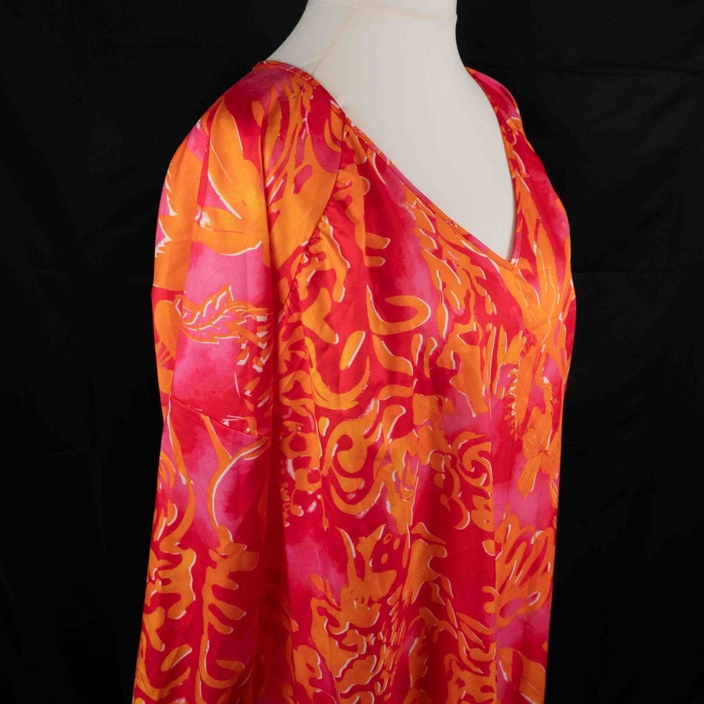 Sheilay Pink/Orange Floral XL Kaftan Beach Top New With Tag