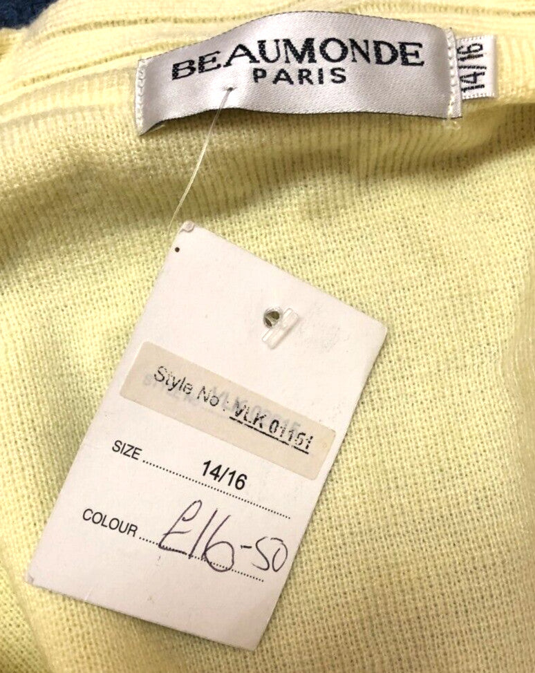 Beaumonde Sleeveless Cardigan 14/16 Yellow Button Through New with Tags