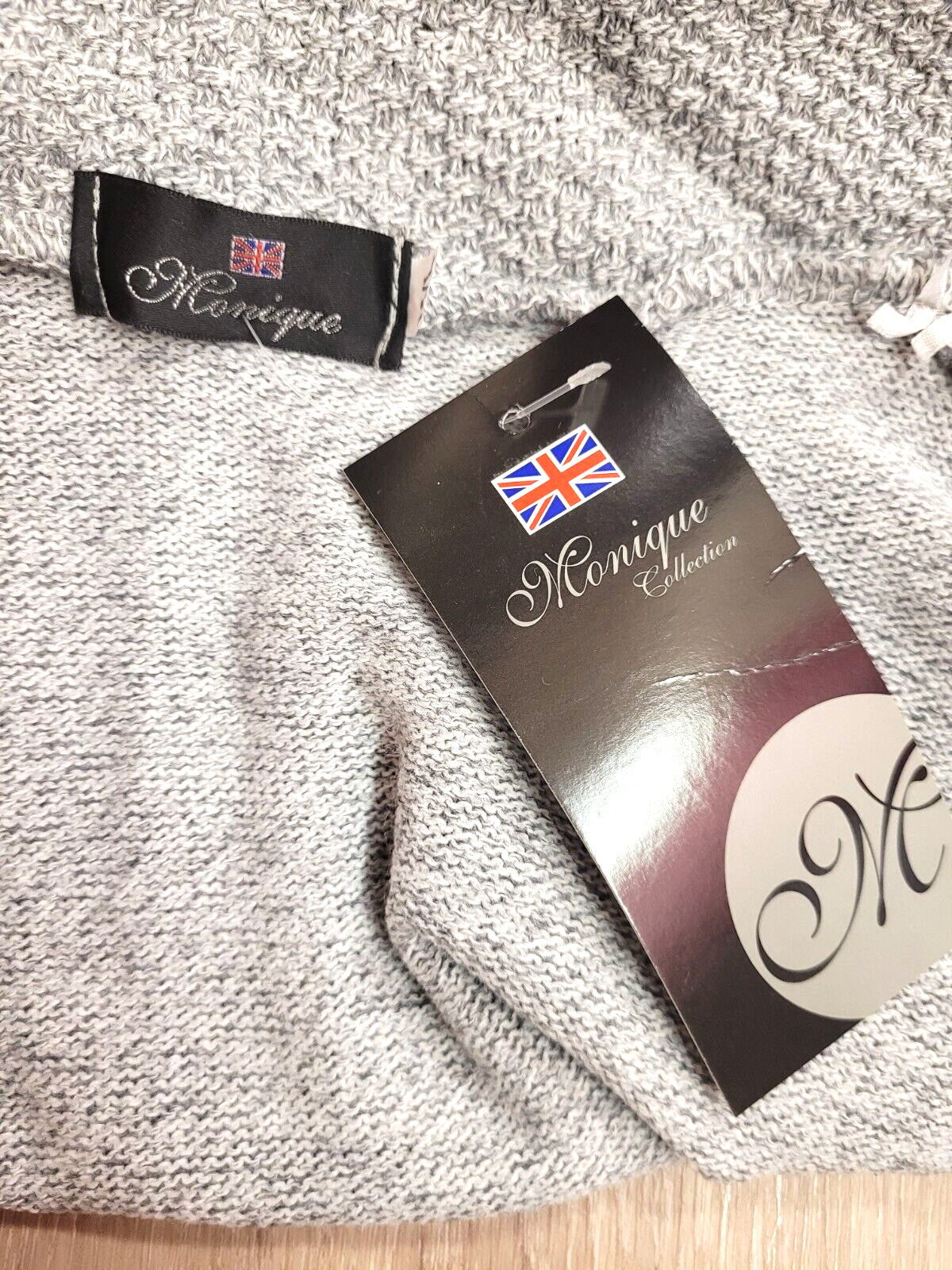 Womens Cardigan UK M/L Grey by Monique Open Front Pockets New with Tags