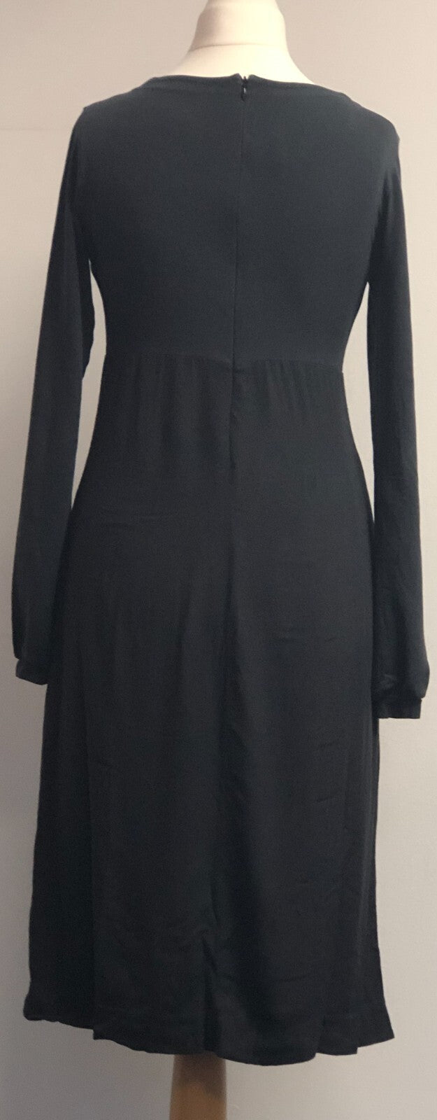 European Culture Royal Dye Dress UK-Medium Grey Fit &amp; Flare Scoop Neck Pre-Owned