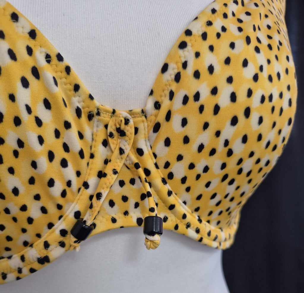 Freya 'Cala Palma' Plunge Bikini Top Yellow/Black 30F NWT