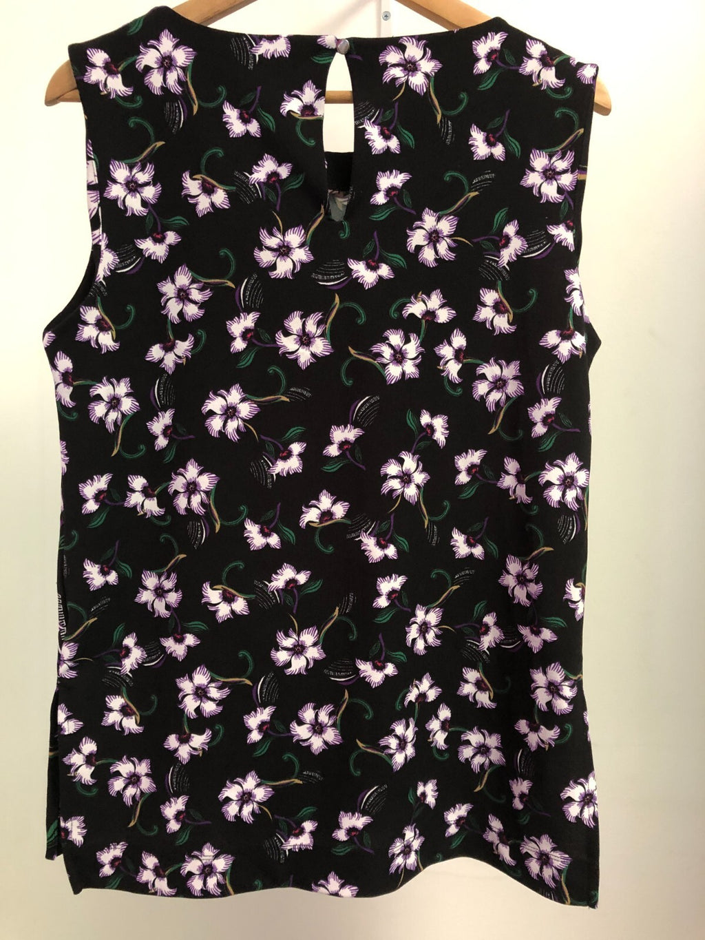 Next Top UK10 Black Floral Print Tunic Sleeveless Round Neck Pre-Owned