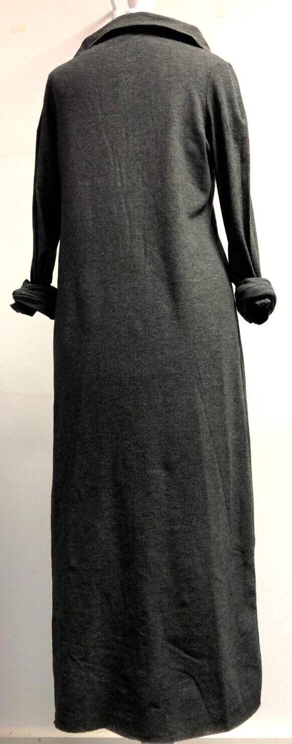 DKNY Midi Dress UK- Small Grey Zipped V-Neck Collar Pre-Owned