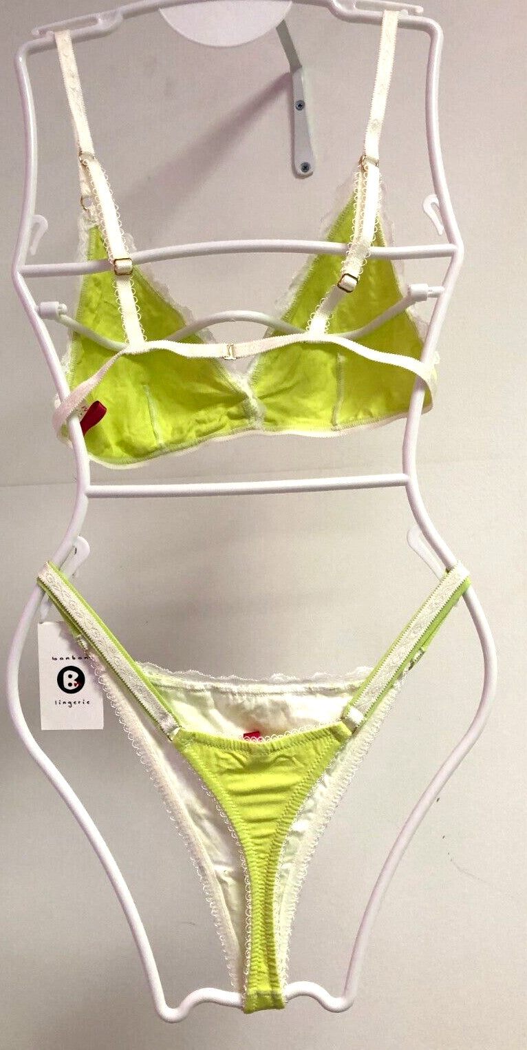 Bonbon Bra and Thong Set Bra Medium Thong Small Green New with Tags