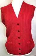 Womens Sleeveless Cardigan S/M Red Button Through V-Neck by Monique BNWT